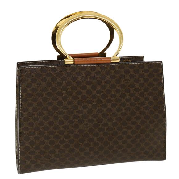 CELINE Macadam Canvas Hand Bag Pvc Leather Brown - Picture 1 of 13